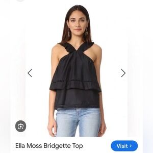 Ella Moss Bridgette Black Ruffle Halter top
